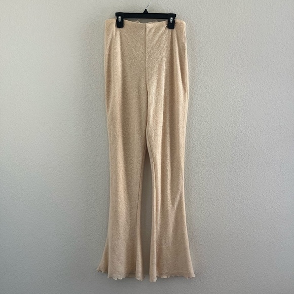 NWT OH POLLY | Zuni Lace Up Back High Waisted Flare Trousers in Cream | Size 10 - Picture 5 of 13